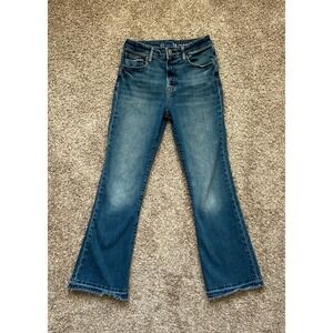 GAP Kids 70s Flare High Rise Jeans I Blue Medium Wash I Raw Hem I Size 14 Girls
